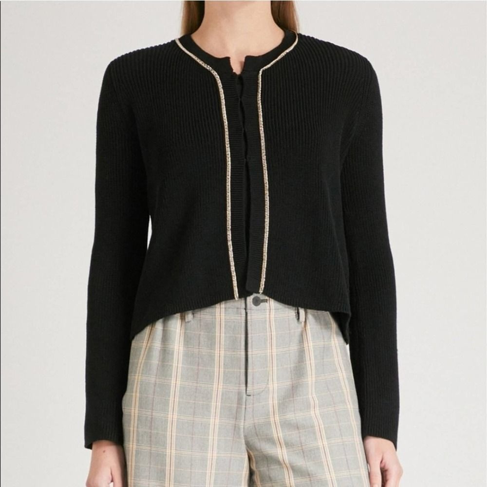 Maje Meridien Chain Knit Black Cardigan